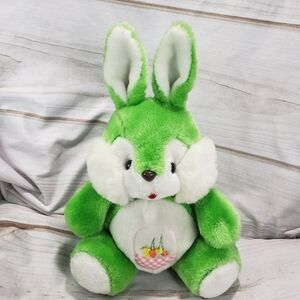 Chosun Green White Bunny Rabbit Plush Stuffed Toy Easter Basket Embroidery 8"
